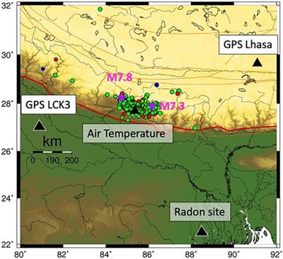 Transient Effects in Atmosphere and Ionosphere Preceding the 2015 M7.8 and M7.3 Gorkha–Nepal Earthquakes